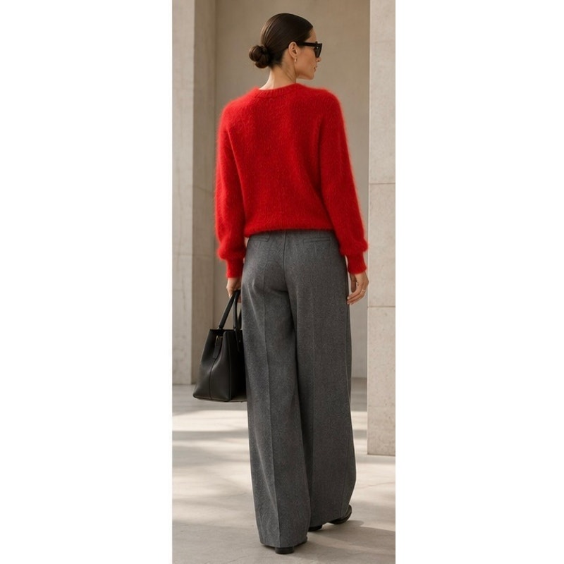 Nwt The Elder Statesman Thistle Simple Crew Red Alpaca Sweater S — image 4 of 8
